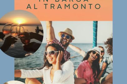 Arancio Azzurro Illustrato Minimale Aperitivo Tramonto Poster
